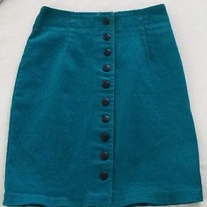 Vintage Extra aqua denim skirt with black buttons